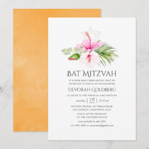 Wasserfarbe tropische Flora Bat Mitzvah Einladung