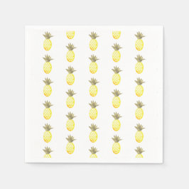 Wasserfarbe Tropische Foil Gold Ananas Wiederholun Serviette