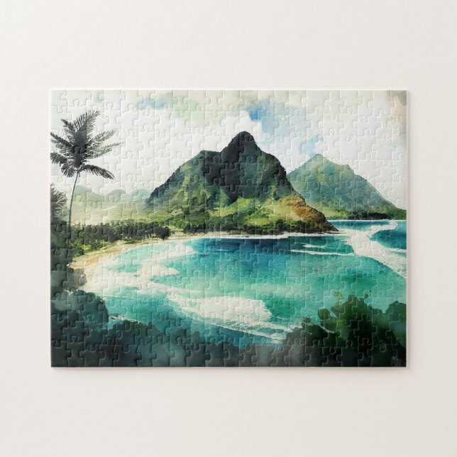 Wasserfarbe tropische Hawaii. Die Natur des Meeres (Horizontal)