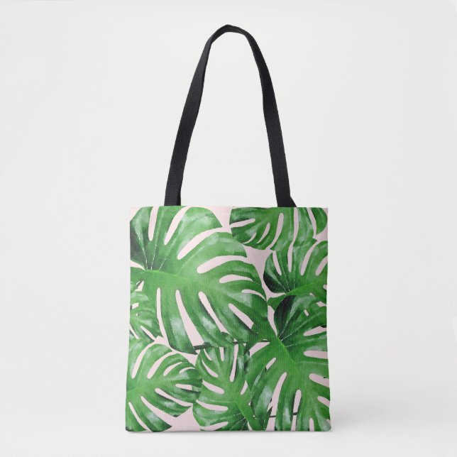 Wasserfarbe Tropische Monstera Blätter Gemustert R Tasche (Vorderseite)