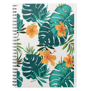 Wasserfarbe Tropische Palme, Hawaiischer Hibiskus Notizblock