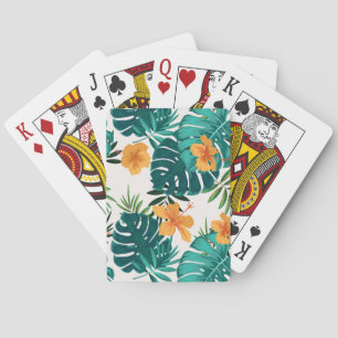 Wasserfarbe Tropische Palme, Hawaiischer Hibiskus Spielkarten