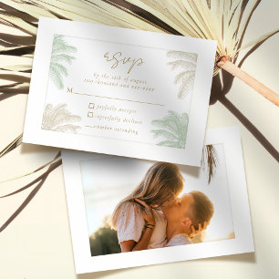 Wasserfarbe Tropische Palme Tree Boho Foto Hochzei RSVP Karte