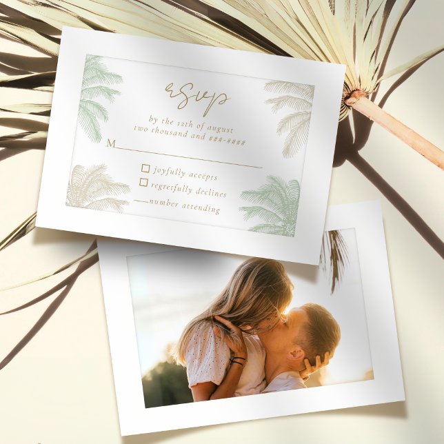 Wasserfarbe Tropische Palme Tree Boho Foto Hochzei RSVP Karte (Von Creator hochgeladen)