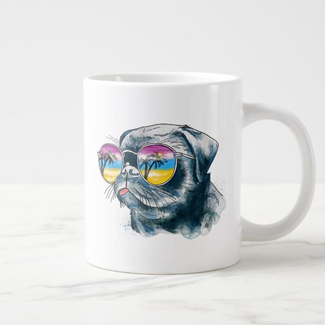 Wasserfarbe Tropische Welpe Jumbo-Tasse (Rechts)