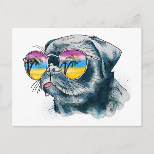 Wasserfarbe tropische Welpe Postkarte