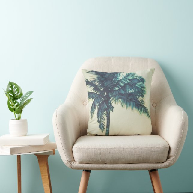 Wasserfarbe tropisches Palm Beach Kissen (Stuhl )