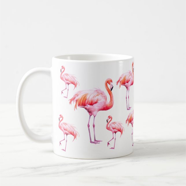 Wasserfarbe Tropisches rosa Flamingo Party Kaffeetasse (Links)