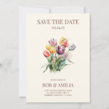 Wasserfarbe Tulip Floral Rustikale Hochzeit Einlad