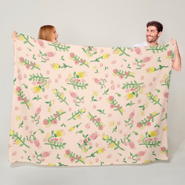 Wasserfarbe Tulip Große Blanket Fleecedecke (Beispiel)