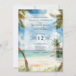 Wasserfarbe Tulum Tropical Beach Hochzeit Einladung