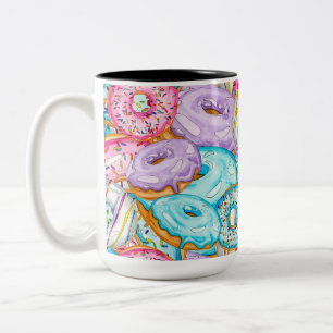 Wasserfarbe überall in Donut Print Zweifarbige Tasse