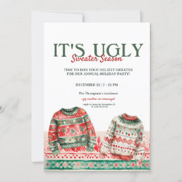 Wasserfarbe Ugly Sweater Weihnachtsgebäck Party Einladung