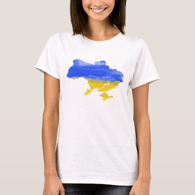 Wasserfarbe Ukrainische Karte T-Shirt (Vorderseite)