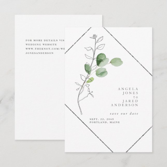 Wasserfarbe und Bleistiftfolien Save the Date (Vorne/Hinten)