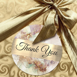 Wasserfarbe und Goldfolie Vielen Dank Runder Aufkleber