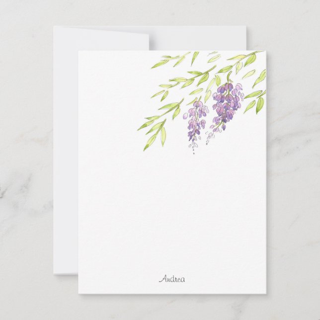 Wasserfarbe und Pen Wisteria Mitteilungskarte (Vorderseite)