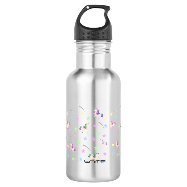 Wasserfarbe Unicorn Regenbogensterne Muster DIB Na Edelstahlflasche (Vorderseite)
