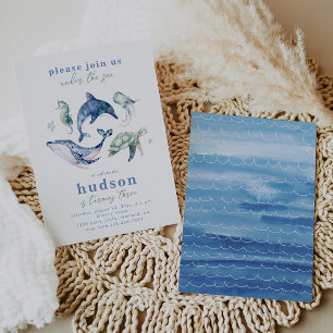 Wasserfarbe unter dem Meer Einladung zum Geburtsta