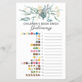 Wasserfarbe unter dem Meer Emoji Pictionary Game Flyer