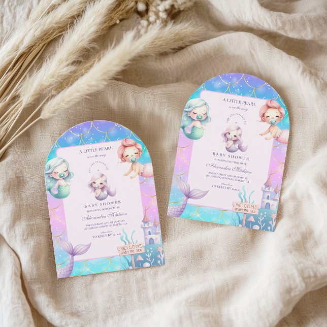 Wasserfarbe unter dem Meer Kleine Perlendusche Einladung (Von Creator hochgeladen)