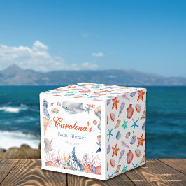 Wasserfarbe unter der Babydusche des Meeres Geschenkschachtel