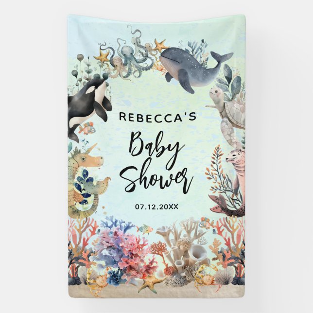 Wasserfarbe unter der wasserneutralen Babydusche Banner (Vertikal)