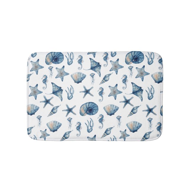 Wasserfarbe unter Meeresmuster Badematte (Vorderseite)