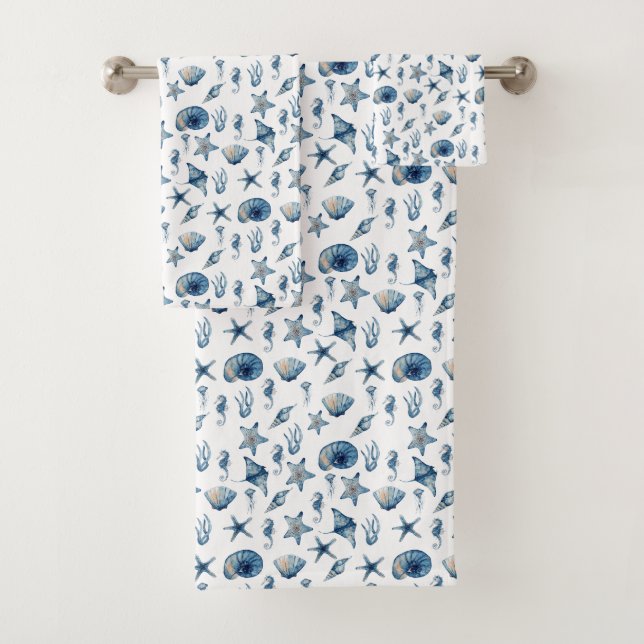 Wasserfarbe unter Meeresmuster Badhandtuch Set (Insitu)