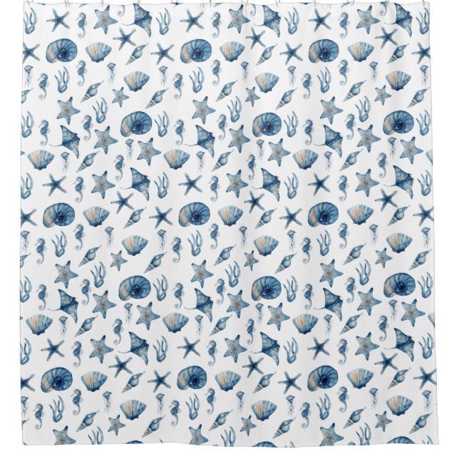 Wasserfarbe unter Meeresmuster Duschvorhang (Vorderseite)