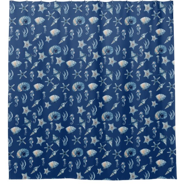 Wasserfarbe unter Meeresmuster Duschvorhang (Vorderseite)