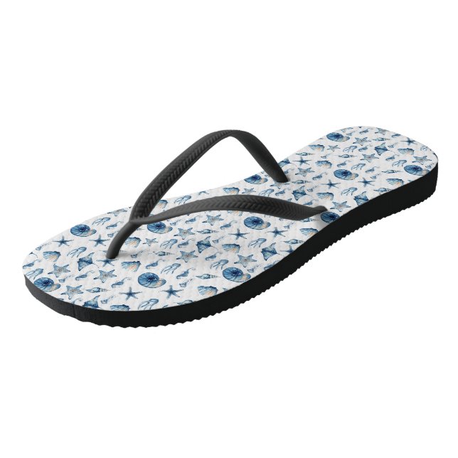 Wasserfarbe unter Meeresmuster Flip Flops (Schrägansicht)