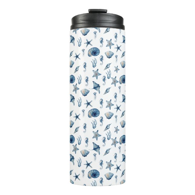 Wasserfarbe unter Meeresmuster Thermosbecher (Vorderseite)