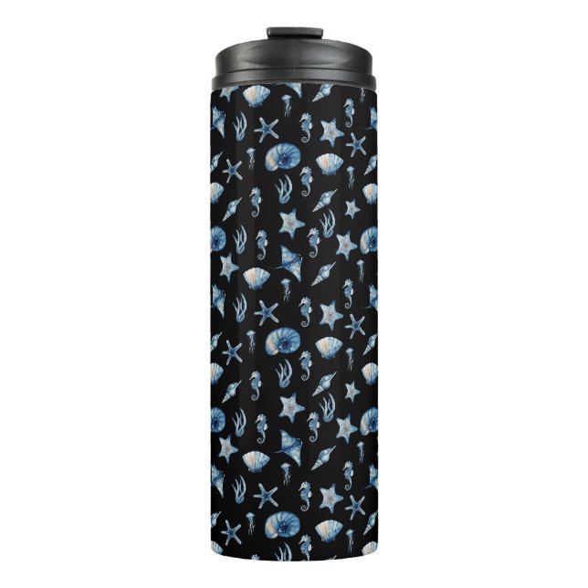 Wasserfarbe unter Meeresmuster Thermosbecher (Vorderseite)