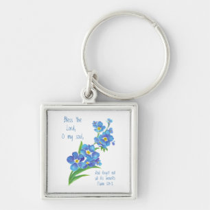 Wasserfarbe Vergessen Sie mir nicht Blume und Schr Schlüsselanhänger