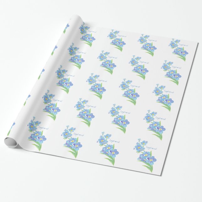 Wasserfarbe Vergessen Sie nicht Blume Hübsch blaue Geschenkpapier (Ungerollt)
