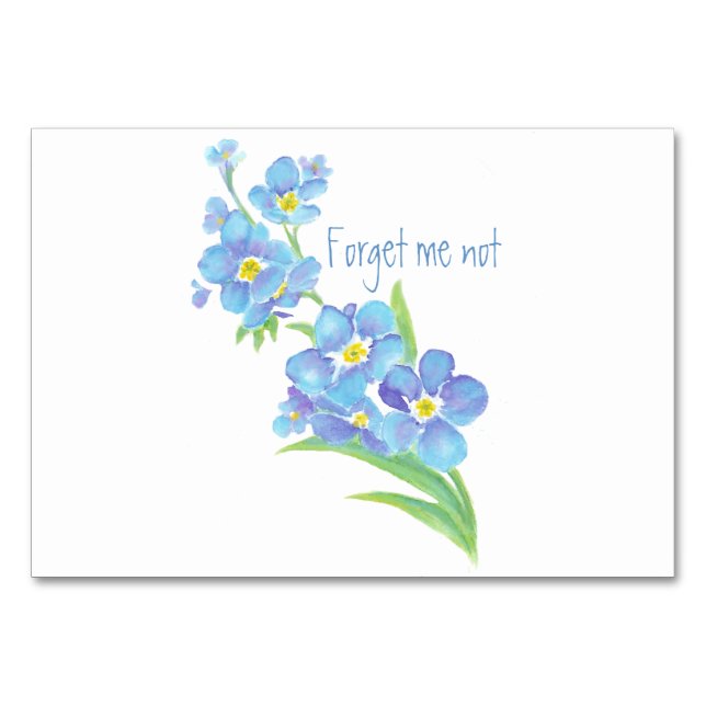 Wasserfarbe Vergessen Sie nicht Blume Hübsch blaue Tischnummer (Vorderseite)