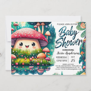 Wasserfarbe Verzauberung Mushroom Magic Baby Dusch Einladung