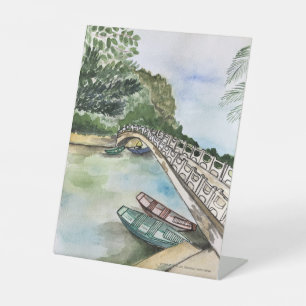 Wasserfarbe, Vietnam, Landschaft der Provinz Ninh Sockelschild