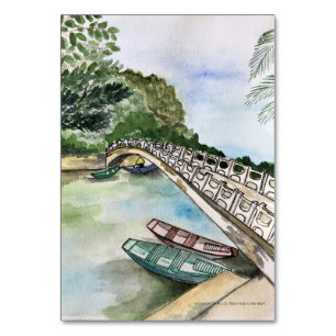 Wasserfarbe, Vietnam, Landschaft der Provinz Ninh  Tischnummer