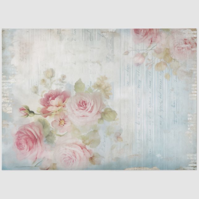 Wasserfarbe Viktorianische ephemera Erröten Rose C Seidenpapier (Vorderseite)