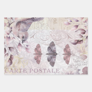 Wasserfarbe Vintag Ephemera Dekoupage Geschenkpapier Set