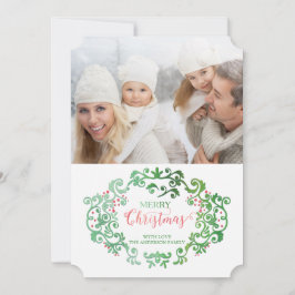 Wasserfarbe Vintag Geblüht Weihnachtskollektion Feiertagskarte