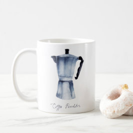 Wasserfarbe Vintag Moka Kaffeemaschine Kaffeetasse