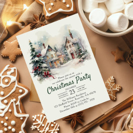 Wasserfarbe Vintage Landschaft Weihnachten Party Einladung