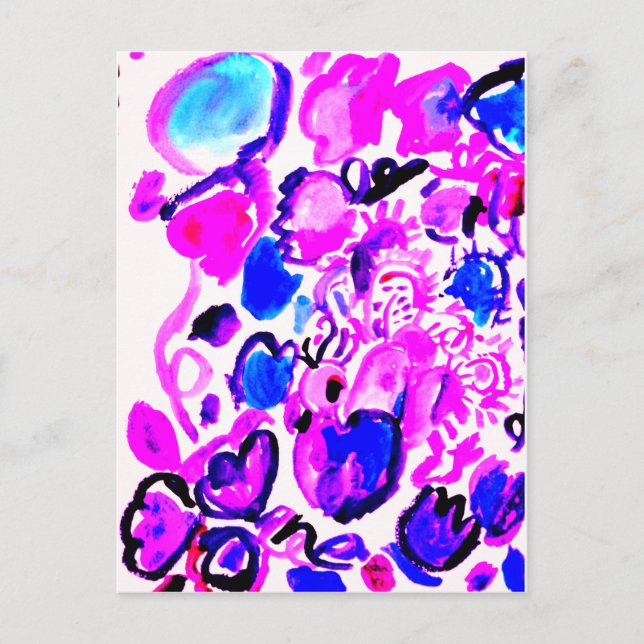 Wasserfarbe violetter Pfau  Postkarte (Vorderseite)