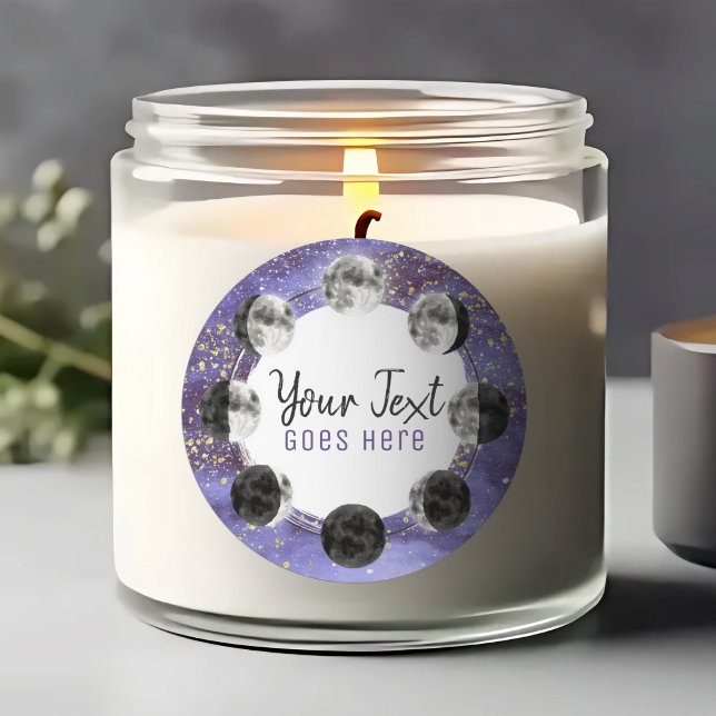 Wasserfarbe Vollmond Lunar Zyklus Night Sky Energi Runder Aufkleber (Von Creator hochgeladen)