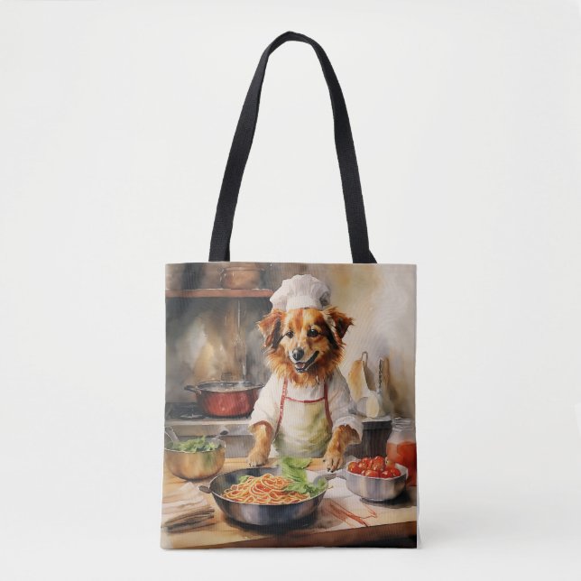 Wasserfarbe Volpino Italiano Dog Kochen Pasta Tasche (Vorderseite)