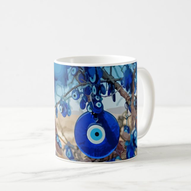 Wasserfarbe von Bäumen mit Nazaren dekoriert Kaffeetasse (VorderseiteRechts)