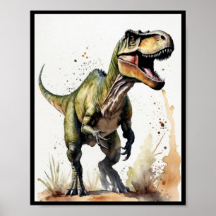 Wasserfarbe von Dinosaurier Tyrannosaurus rex Poster